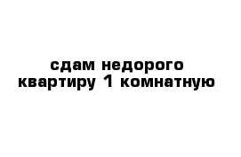 сдам недорого квартиру 1 комнатную